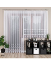 HALINA Firanka żakardowa gotowa na prosto, szerokość 300 x wysokość 250cm, kolor 001 biały ze srebrnym lurexem 000383