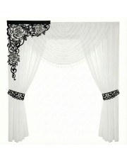 Firana draperia dwa kokony i ażur kolorowy róże 3D 1,4m -3m