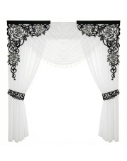 Firana draperia dwa kokony i dwa ażury narożne kolorowe róże 3D 1,6m -3m