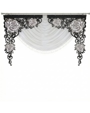 Firana draperiai dwa ażury narożne kolorowe róże 3D 1,6m -2,8m