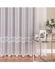 Firanka z aplikacją ze wzorem pasowym na markizecie, wysokość 280cm, kolor 001 biały 034617