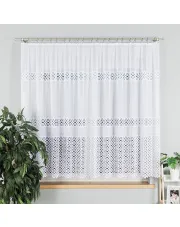 Firanka żakardowa ze wzorem pasowym, wysokość 150cm, kolor 001 biały 018869